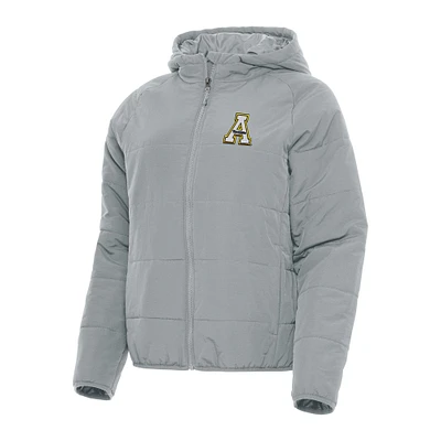 Women's Antigua Gray Appalachian State Mountaineers Universe Full-Zip Puffer Jacket