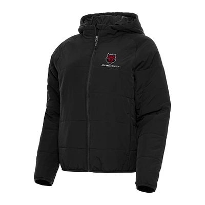 Women's Antigua Black Arkansas State Red Wolves Universe Full-Zip Puffer Jacket