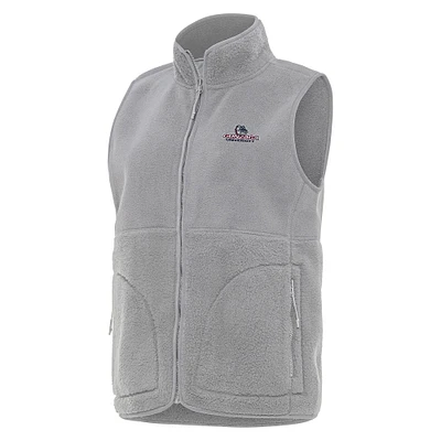Women's Antigua  Gray Gonzaga Bulldogs Nostalgic Full-Zip Vest