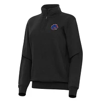 Women's Antigua Black Boise State Broncos Victory Quarter-Zip Sweatshirt