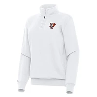 Women's Antigua White Bowling Green St. Falcons Victory Quarter-Zip Sweatshirt