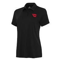 Women's Antigua Black Dayton Flyers Reprocess Polo