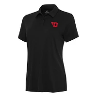 Women's Antigua Black Dayton Flyers Reprocess Polo