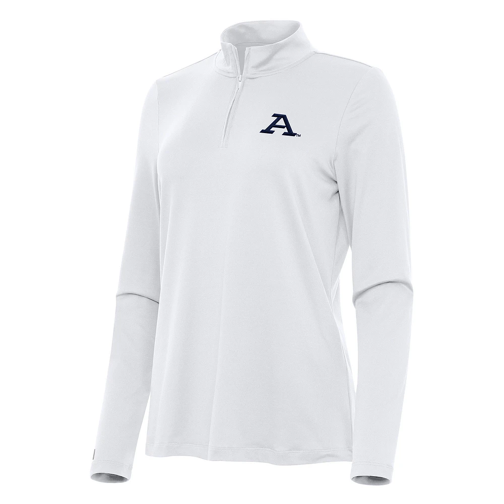 Women's Antigua White Akron Zips Reprocess Quarter-Zip Top