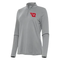 Women's Antigua Gray Dayton Flyers Reprocess Quarter-Zip Top