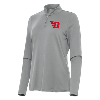 Women's Antigua Gray Dayton Flyers Reprocess Quarter-Zip Top