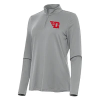 Women's Antigua Gray Dayton Flyers Reprocess Quarter-Zip Top
