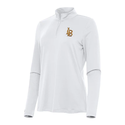 Women's Antigua White Cal State Long Beach The Reprocess Quarter-Zip Top