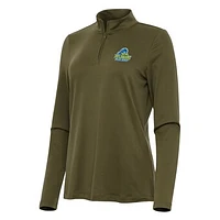 Women's Antigua Olive Delaware Fightin' Blue Hens Reprocess Quarter-Zip Top
