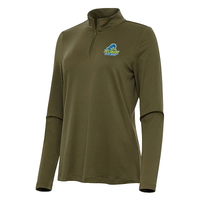 Women's Antigua Olive Delaware Fightin' Blue Hens Reprocess Quarter-Zip Top