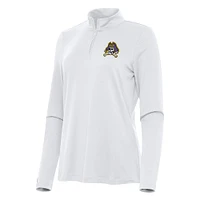 Women's Antigua White ECU Pirates Reprocess Quarter-Zip Top