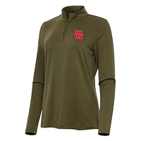 Women's Antigua Olive Houston Cougars Reprocess Quarter-Zip Top