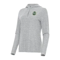 Women's Antigua  Heather Gray Colorado State Rams Daybreak Quarter-Zip Hoodie