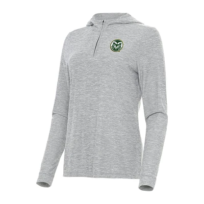 Women's Antigua  Heather Gray Colorado State Rams Daybreak Quarter-Zip Hoodie