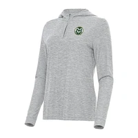 Women's Antigua  Heather Gray Colorado State Rams Daybreak Quarter-Zip Hoodie