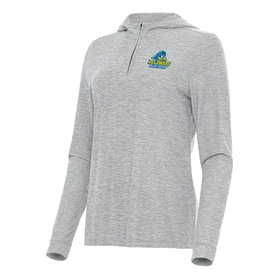Women's Antigua  Heather Gray Delaware Fightin' Blue Hens Daybreak Quarter-Zip Hoodie