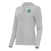 Women's Antigua  Heather Gray Delaware Fightin' Blue Hens Daybreak Quarter-Zip Hoodie