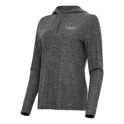 Women's Antigua Heather Gonzaga Bulldogs Daybreak Quarter-Zip Hoodie