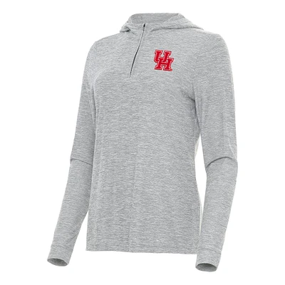Women's Antigua  Heather Gray Houston Cougars Daybreak Quarter-Zip Hoodie