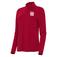 Women's Antigua  Heather Red Houston Cougars Bright Quarter-Zip Top
