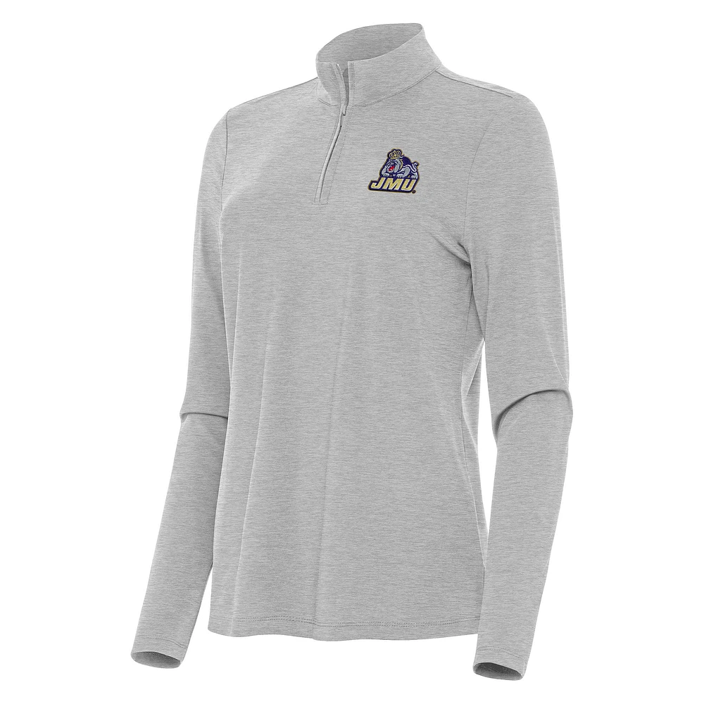 Women's Antigua Heather James Madison Dukes Bright Quarter-Zip Top