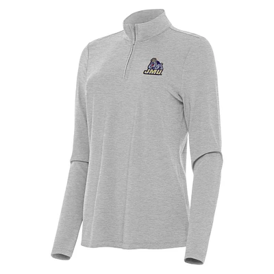 Women's Antigua Heather James Madison Dukes Bright Quarter-Zip Top