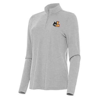 Women's Antigua  Heather Gray Loyola Chicago Ramblers Bright Quarter-Zip Top