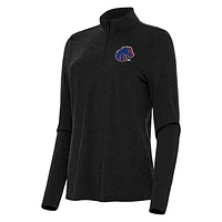 Women's Antigua  Heather Black Boise State Broncos Bright Quarter-Zip Top
