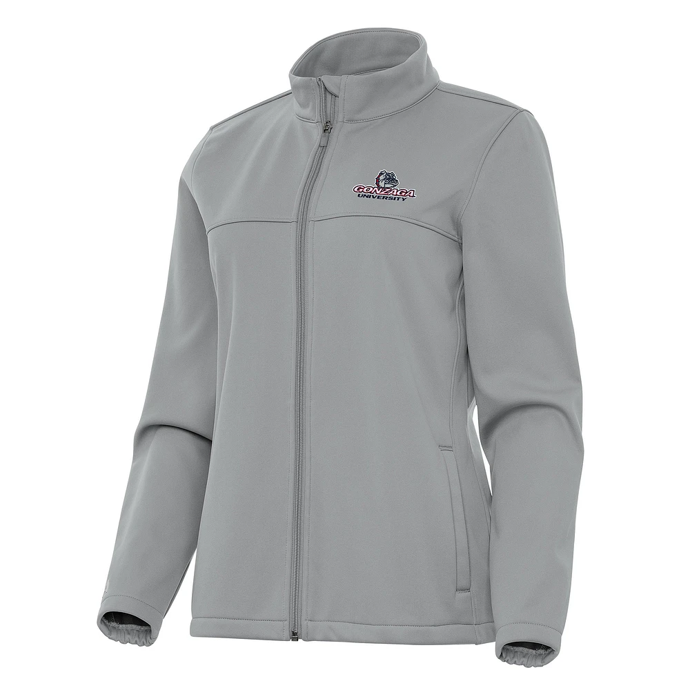 Women's Antigua Gray Gonzaga Bulldogs Links 2 Full-Zip Golf Jacket
