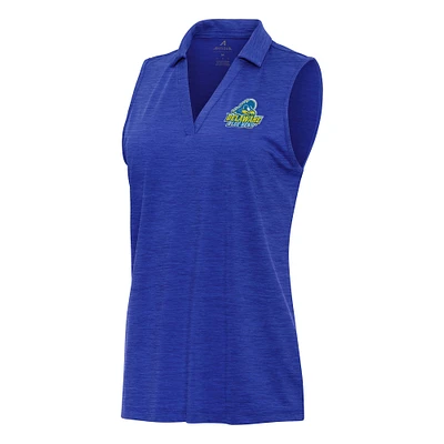 Women's Antigua Heather Royal Delaware Fightin' Blue Hens Layout Sleeveless V-Neck Polo