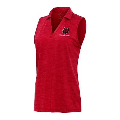Women's Antigua Scarlet Arkansas State Red Wolves Layout Sleeveless V-Neck Polo