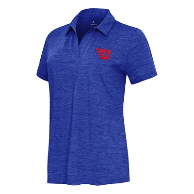 Women's  Antigua Heather Blue Dayton Flyers Layout V-Neck Polo