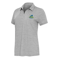 Women's  Antigua Heather Gray Delaware Fightin' Blue Hens Layout V-Neck Polo