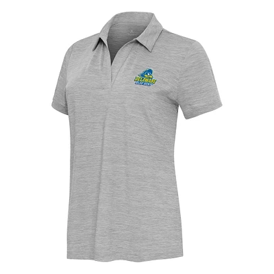 Women's  Antigua Heather Gray Delaware Fightin' Blue Hens Layout V-Neck Polo