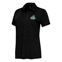 Women's  Antigua Heather Black Delaware Fightin' Blue Hens Layout V-Neck Polo