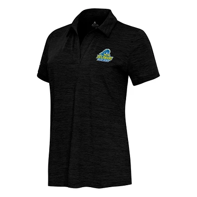 Women's  Antigua Heather Black Delaware Fightin' Blue Hens Layout V-Neck Polo