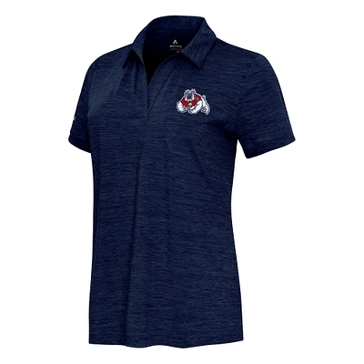 Women's  Antigua Heather Navy Fresno State Bulldogs Layout V-Neck Polo