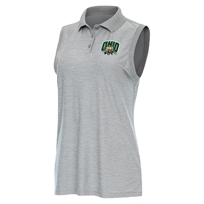 Women's Antigua  Heather Gray Ohio Bobcats Recap Sleeveless Polo