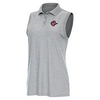 Women's Antigua  Heather Gray San Diego State Aztecs Recap Sleeveless Polo