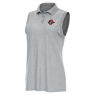 Women's Antigua  Heather Gray San Diego State Aztecs Recap Sleeveless Polo