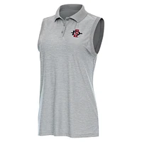 Women's Antigua  Heather Gray San Diego State Aztecs Recap Sleeveless Polo