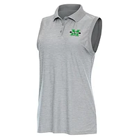 Women's Antigua  Heather Gray Marshall Thundering Herd Recap Sleeveless Polo