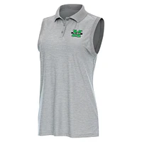 Women's Antigua  Heather Gray Marshall Thundering Herd Recap Sleeveless Polo