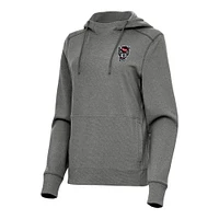 Women's Antigua Heather NC State Wolfpack Justice Pullover Hoodie