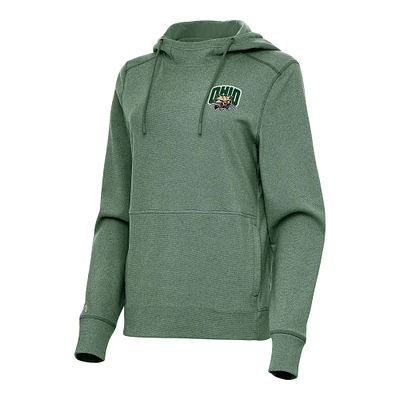 Women's Antigua Heather Ohio Bobcats Justice Pullover Hoodie