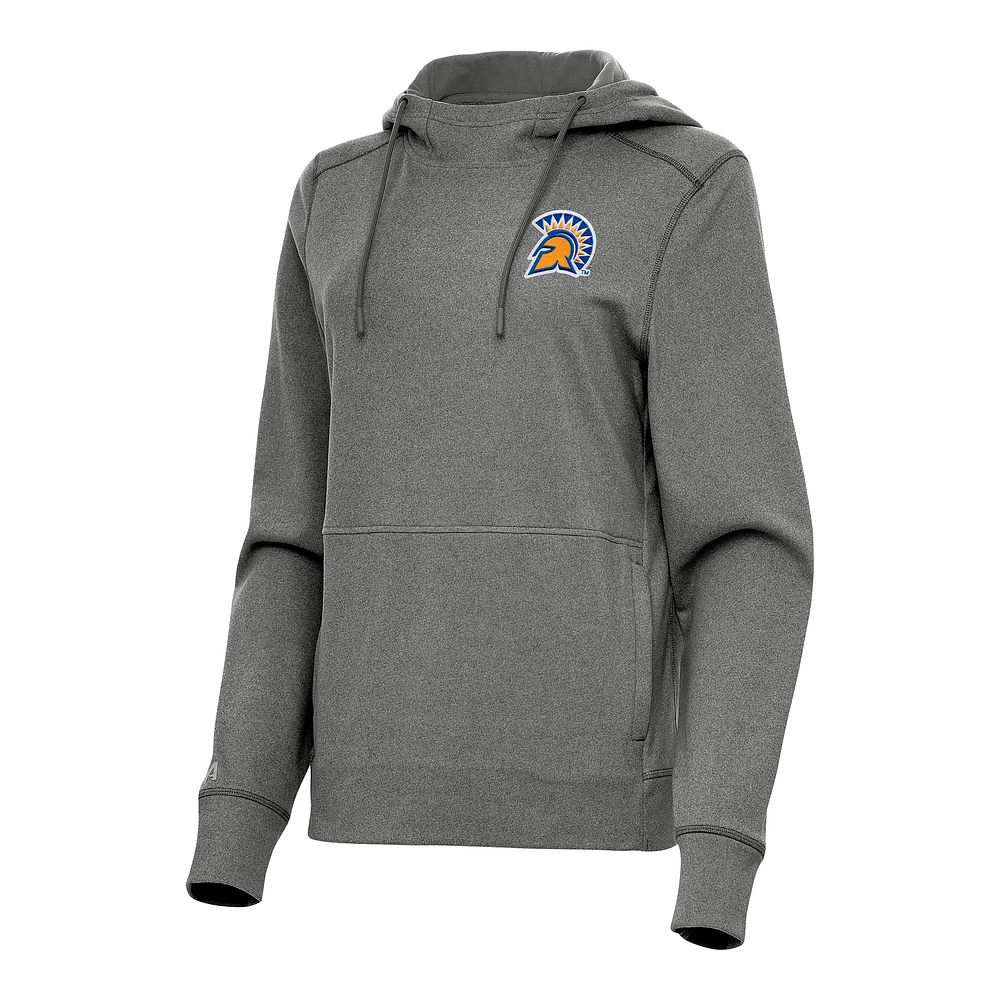 Women's Antigua Heather San Jose State Spartans Justice Pullover Hoodie