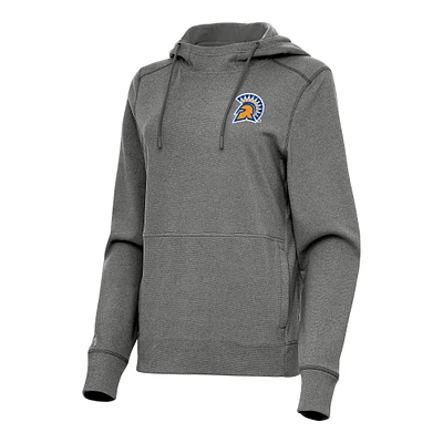 Women's Antigua Heather San Jose State Spartans Justice Pullover Hoodie