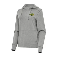 Women's Antigua Heather Gray NDSU Bison Justice Pullover Hoodie