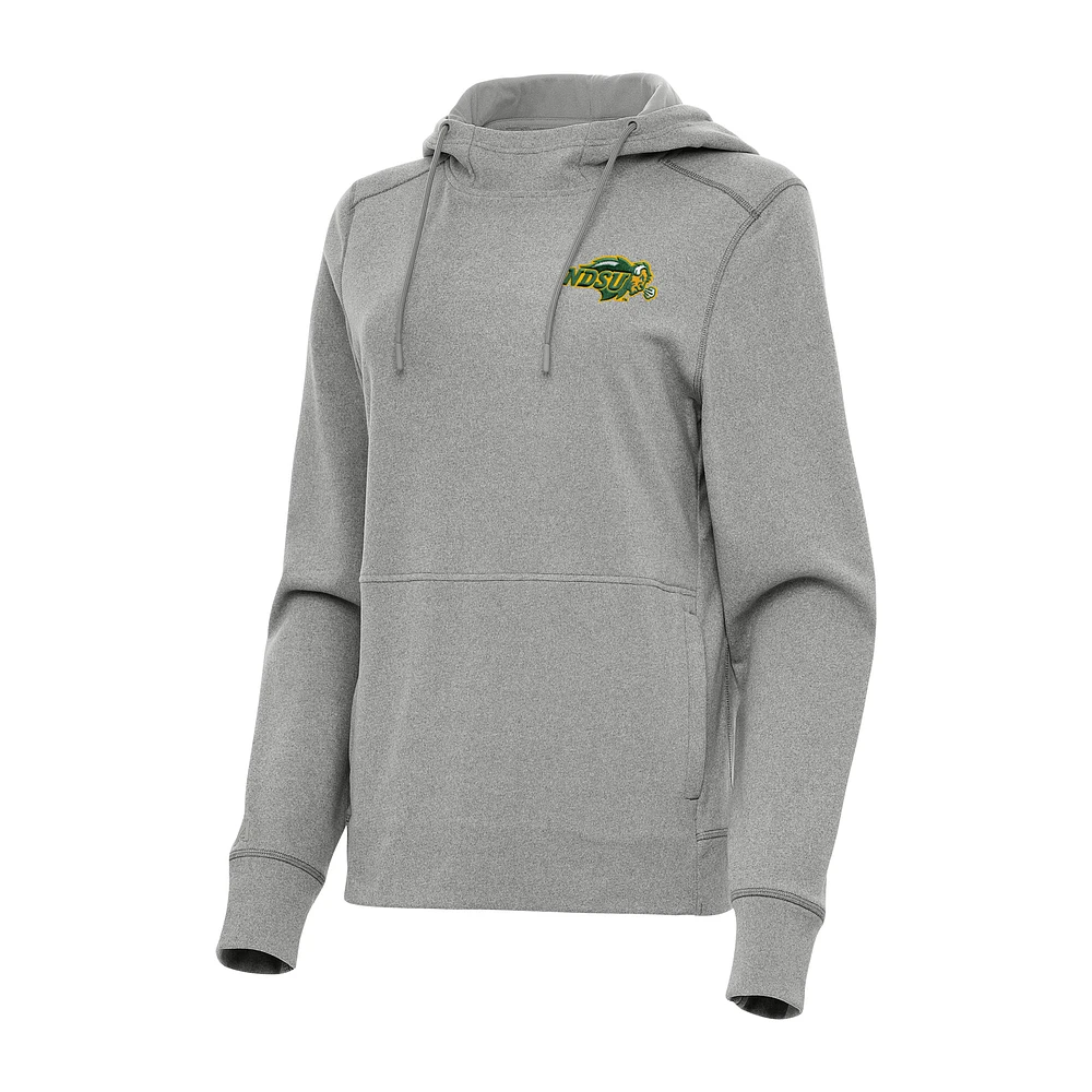 Women's Antigua Heather Gray NDSU Bison Justice Pullover Hoodie