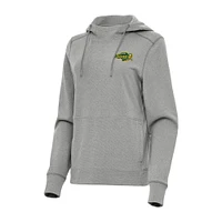 Women's Antigua Heather Gray NDSU Bison Justice Pullover Hoodie
